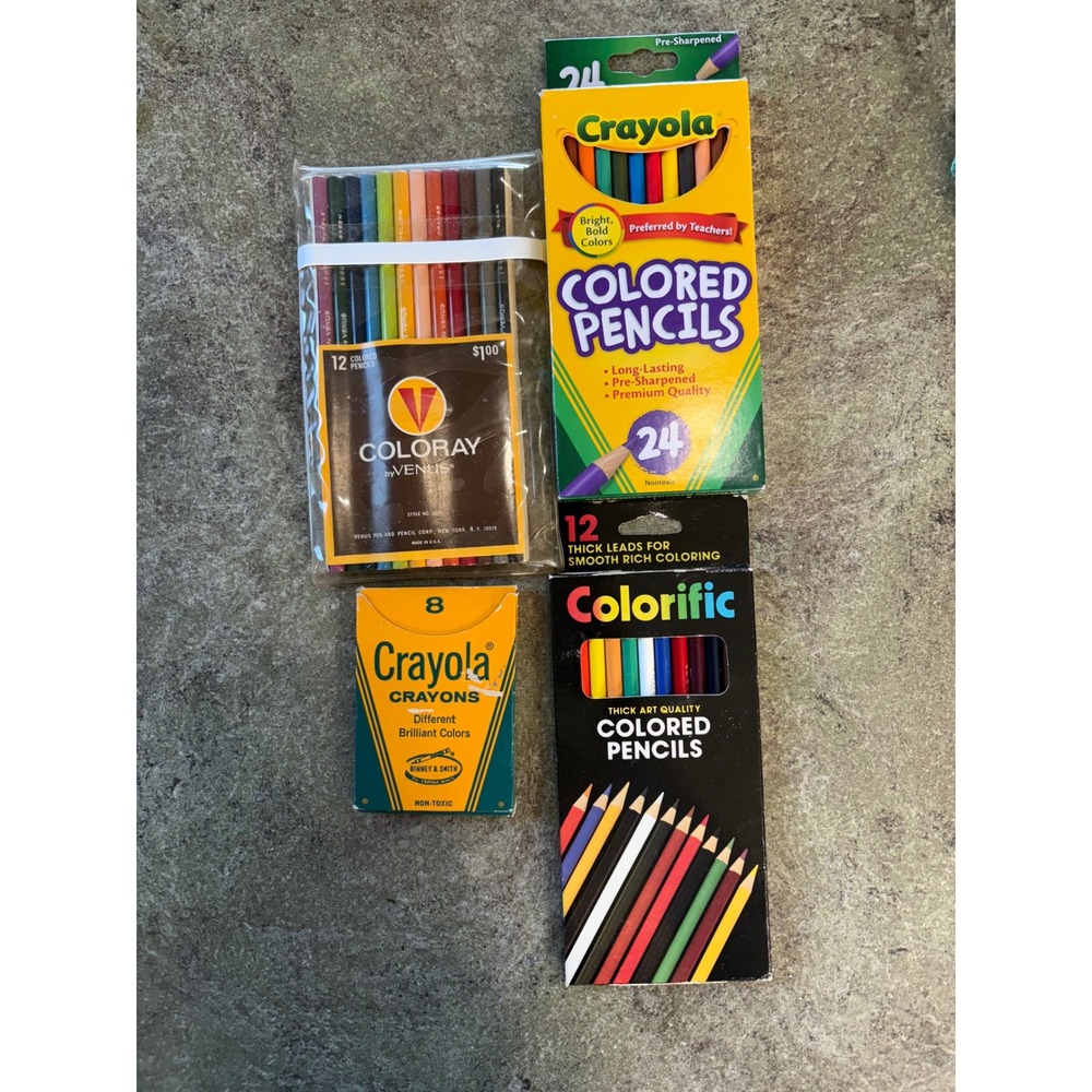 Vintage Art Bundle Crayola Colored Pencils Crayons Colorific Coloray by Venus